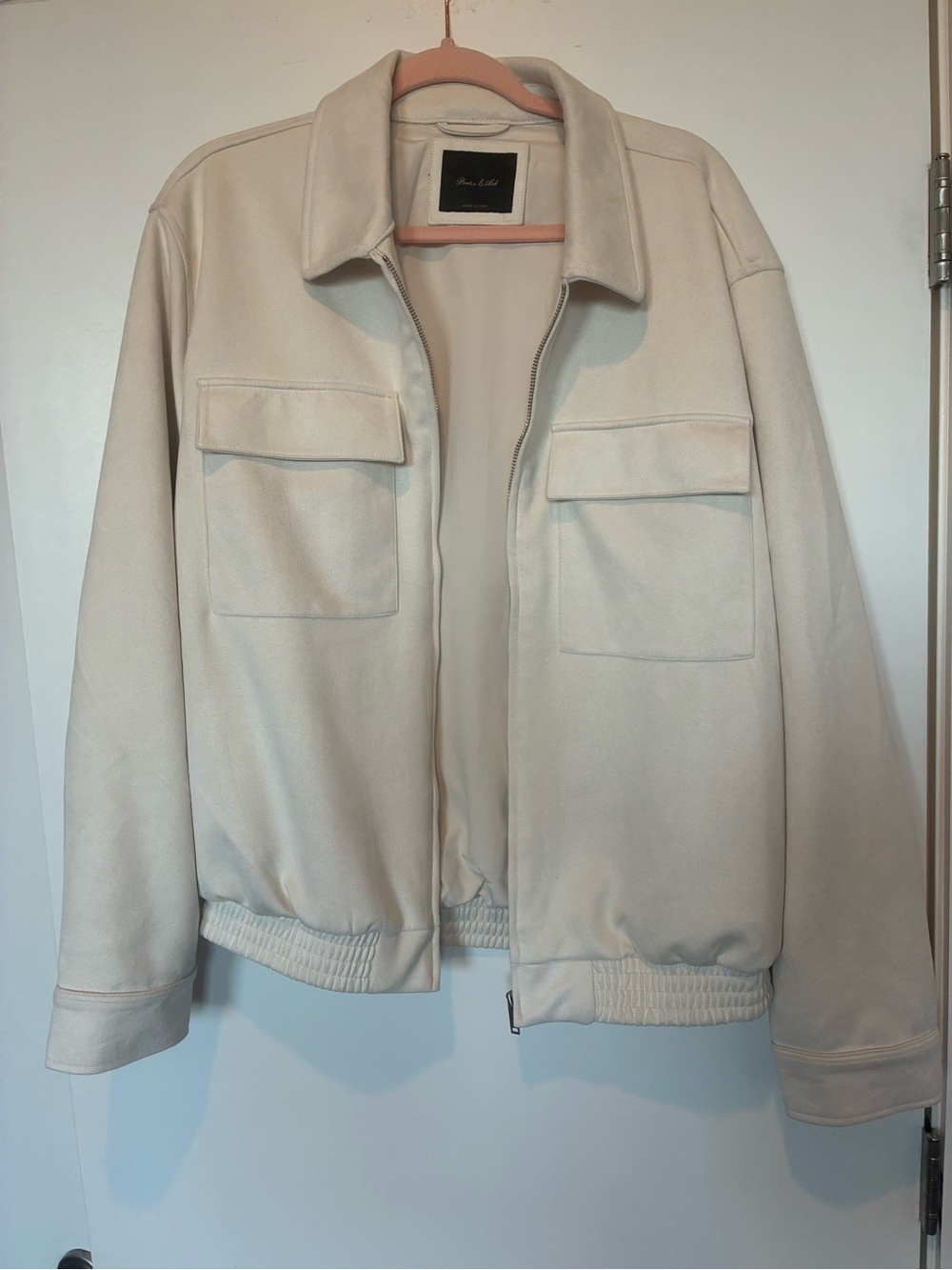 Porter & Ash Cream Zip-Front Jacket with Chest Pockets